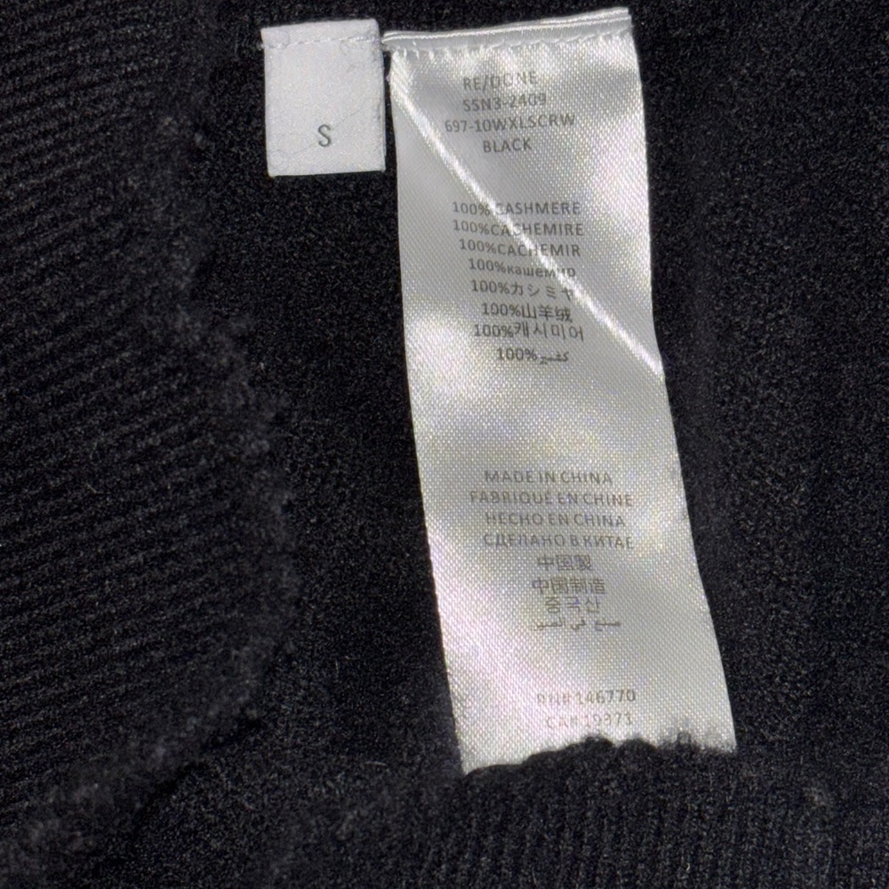 RE/DONE 100% Cashmere Crewneck Long Sleeve Top Black Small Natural Fiber Staple - Picture 10 of 14
